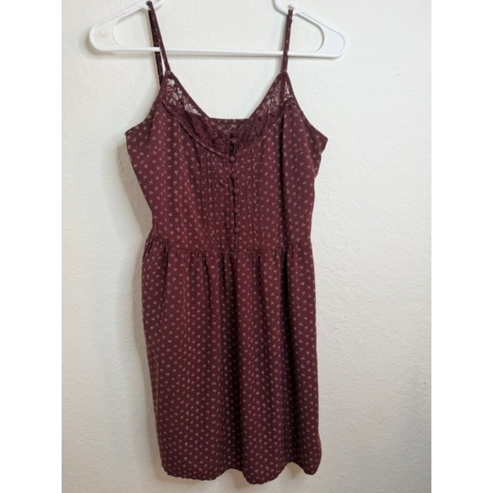 Abercrombie & Fitch Burgundy Floral Lace Trim Mini Dress Womens Small Maroon